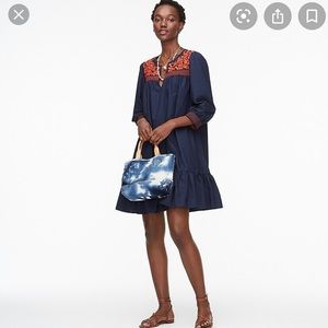 NWT J Crew Embroidered dress with ruffled hem